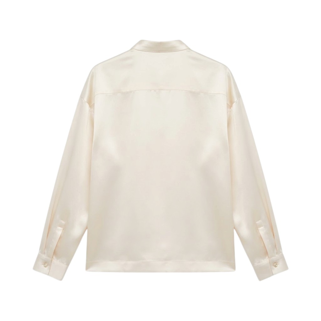 Purotatto Camicia Maglieria in Raso Color Nude con Fiocco