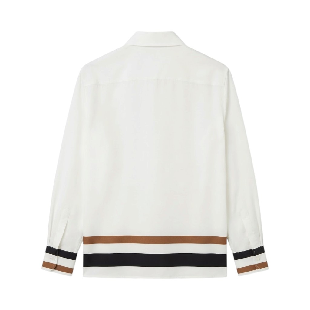 Purotatto Camicia Donna in Seta a Righe Multicolore Bianco