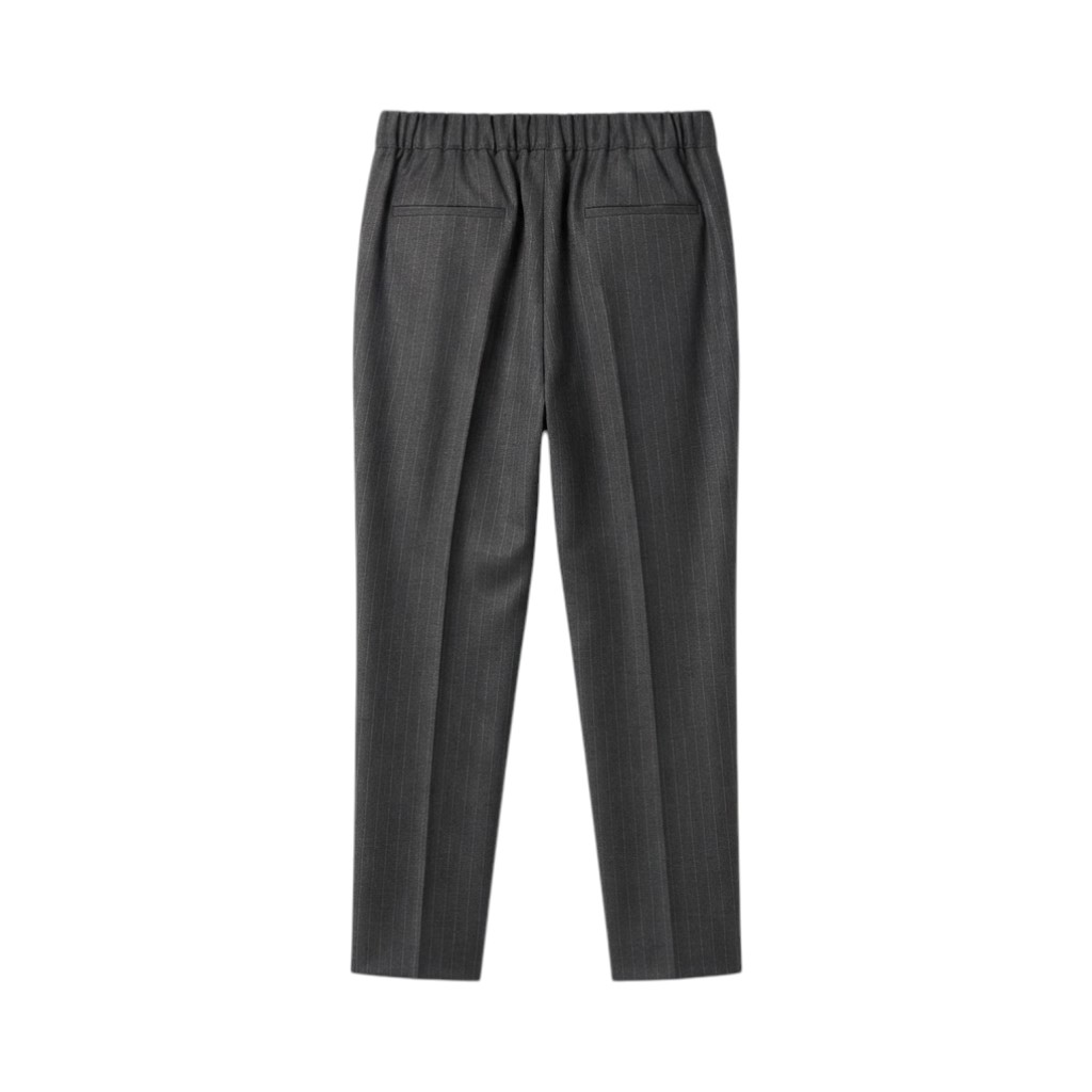 Purotatto Pantaloni Donna in Lana a Righe Grigio Scuro