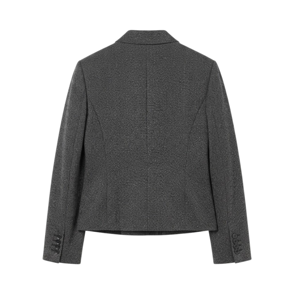 PUROTATTO Giacca Donna in Tweed Antracite con Doppio Petto