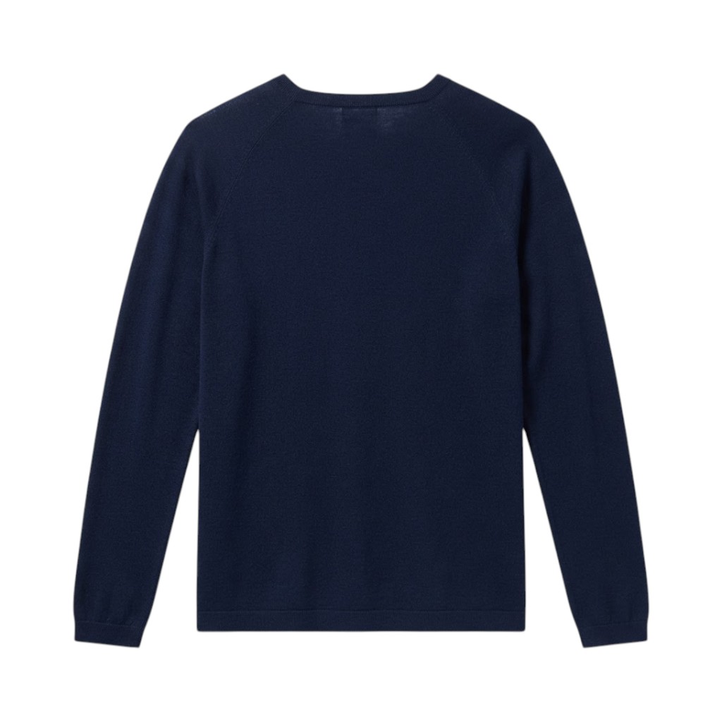 Purotatto Maglia Donna in Lana Blu con Scollo a V
