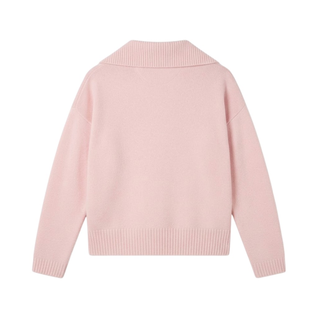 Purotatto Maglia Donna in Cashmere Rosa con Collo a V