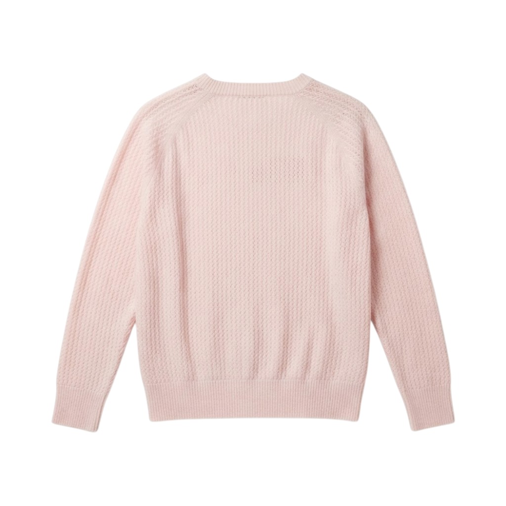 Purotatto Maglia Donna in Lana Rosa a Maglia Aperta