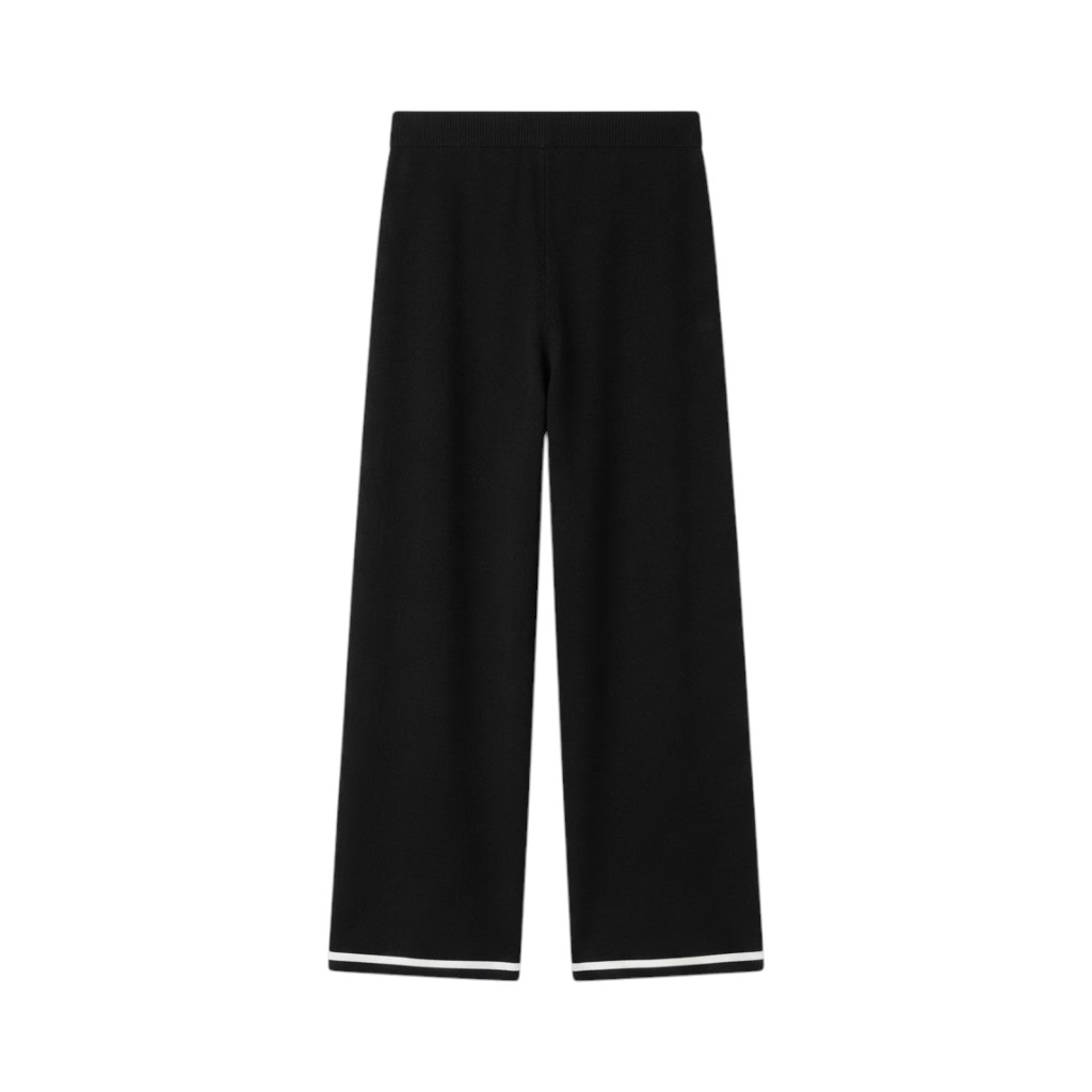Purotatto Pantaloni Donna in Lana Nera con Coulisse