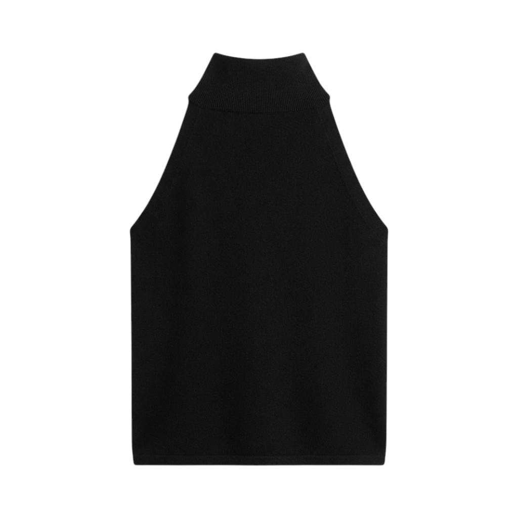 Purotatto Top Donna in Maglia Senza Maniche Nero