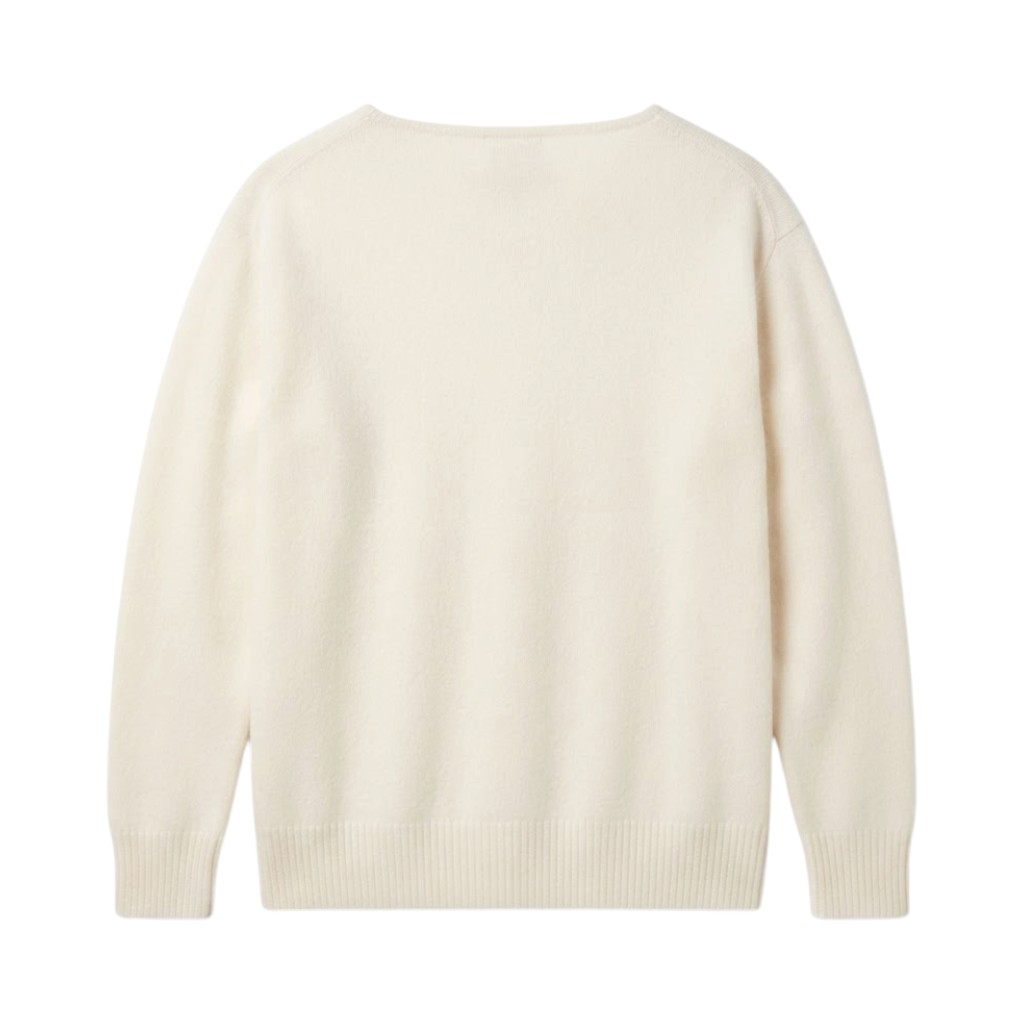 Purotatto Maglia Donna in Lana con Colletto in Pizzo Panna