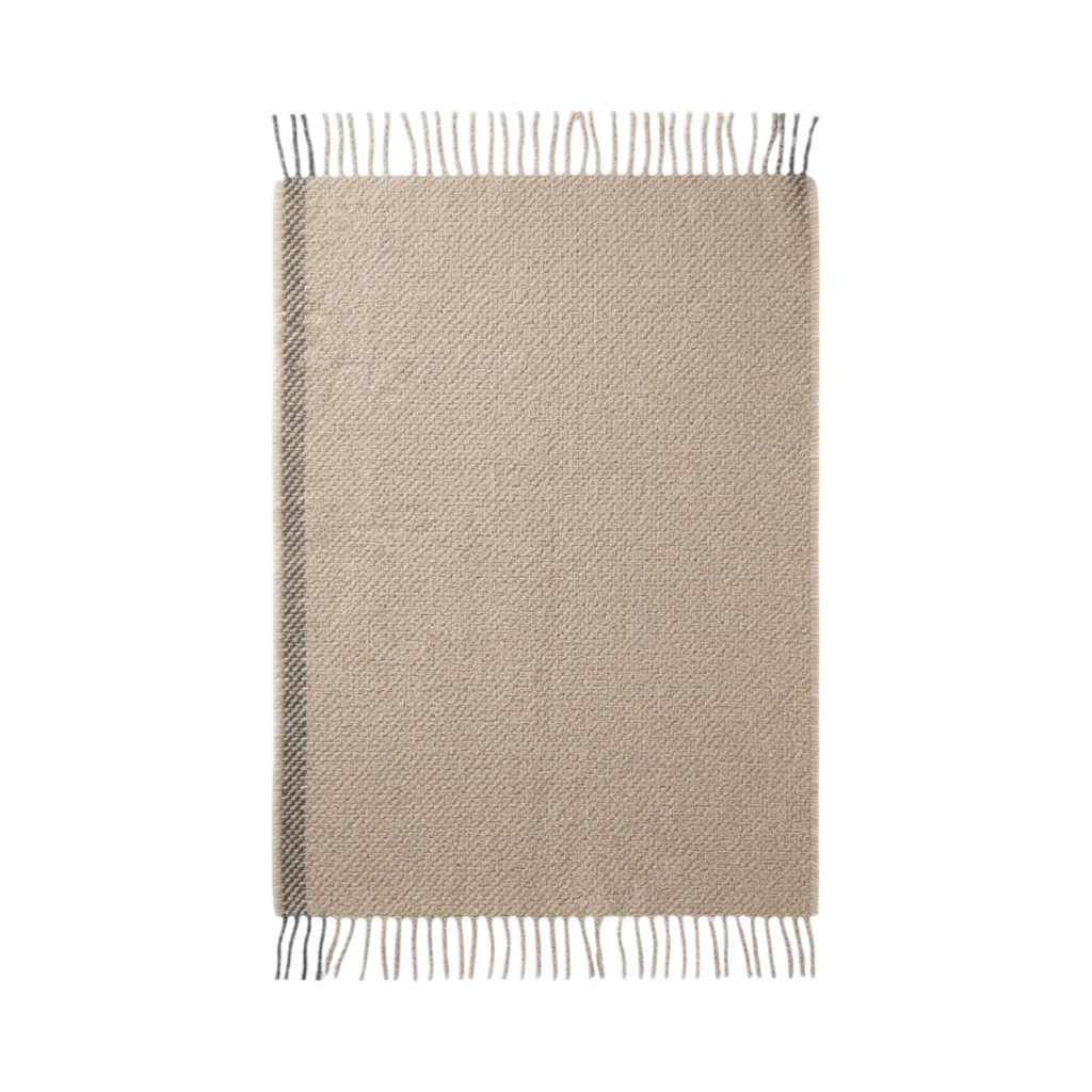 Purotatto Sciarpa in Lana Beige e Grigio con Frange