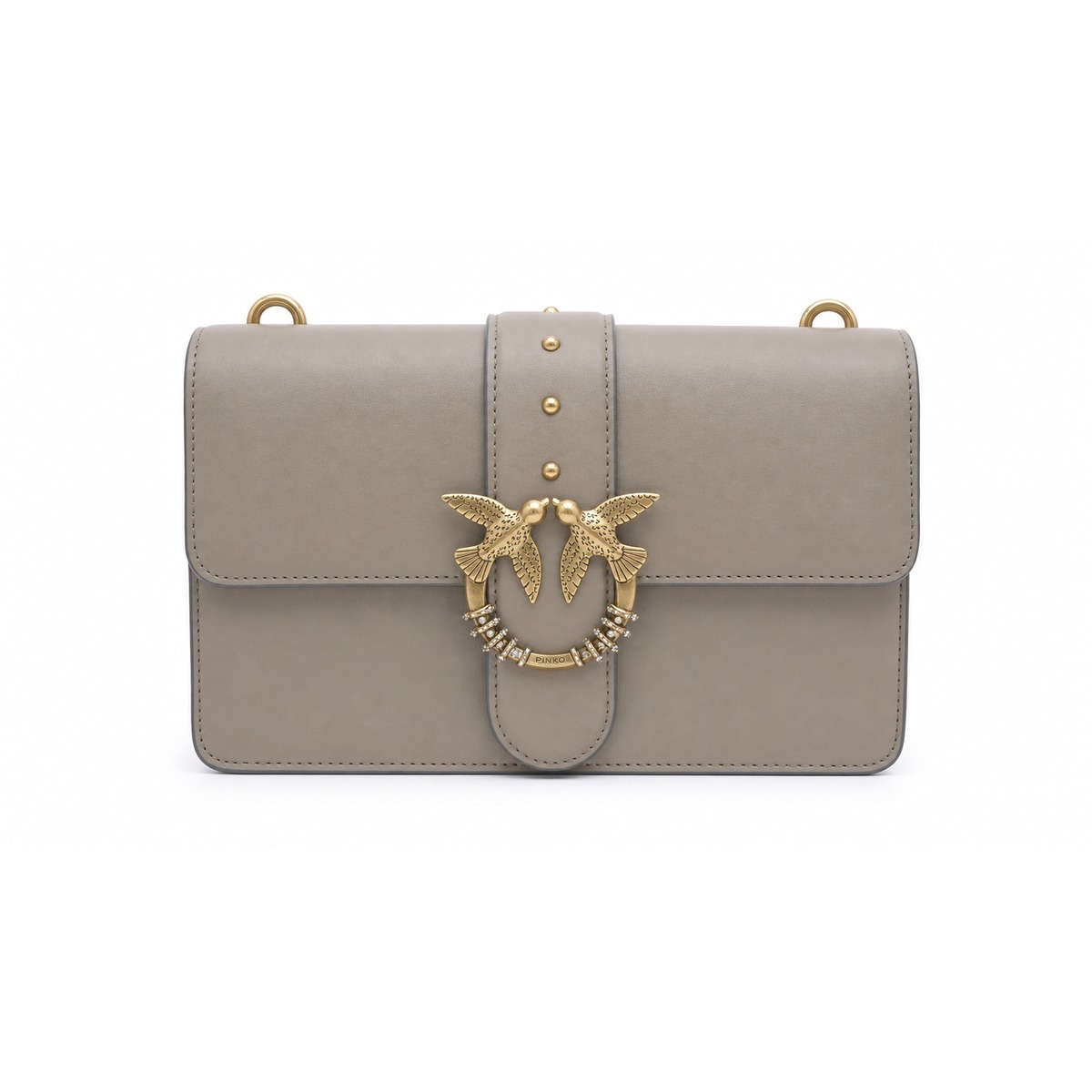 PINKO Love One Crossbody tas Leder 27 cm - Dames - grigio talpa