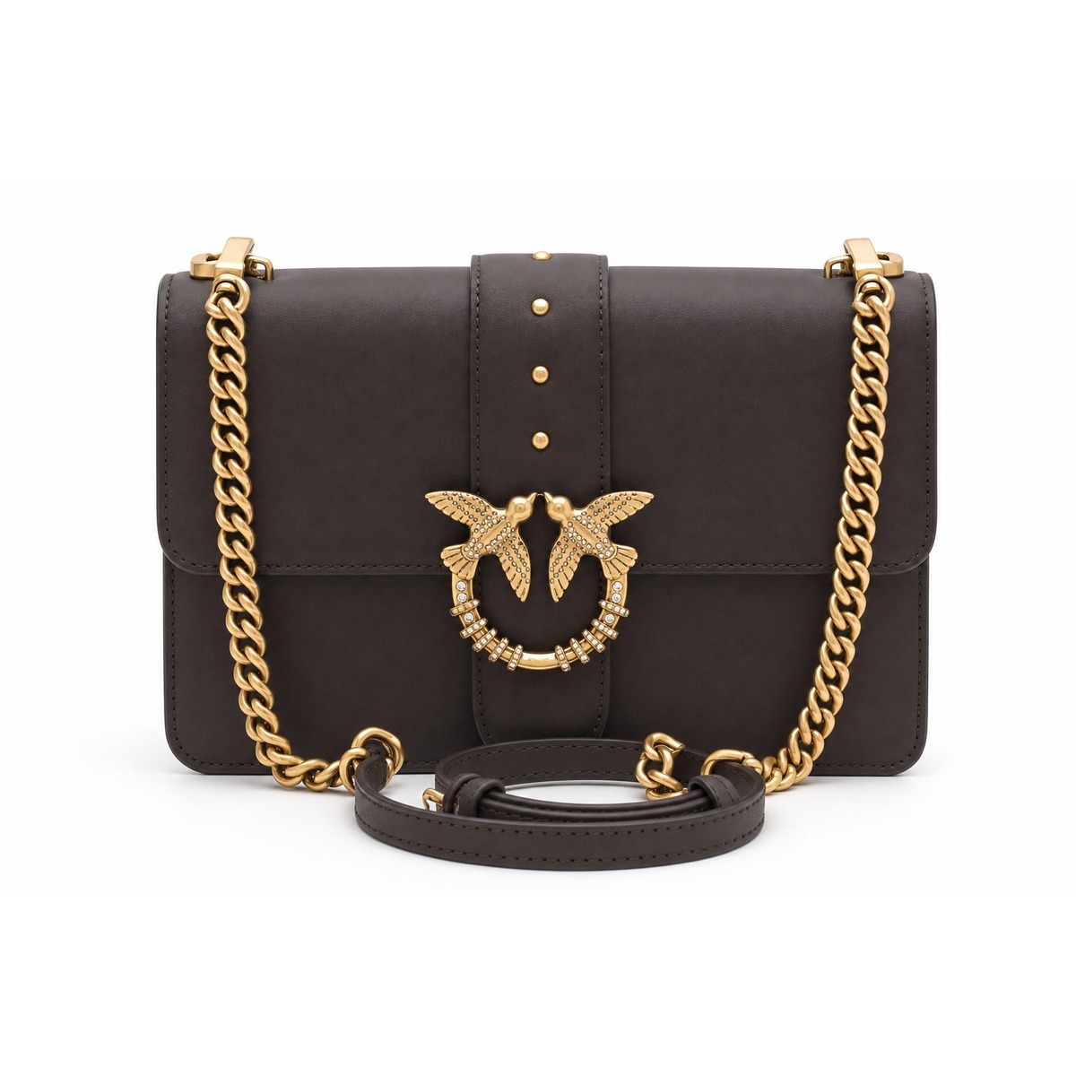 PINKO Love One Crossbody tas Leder 27 cm - Dames - marrone marasca