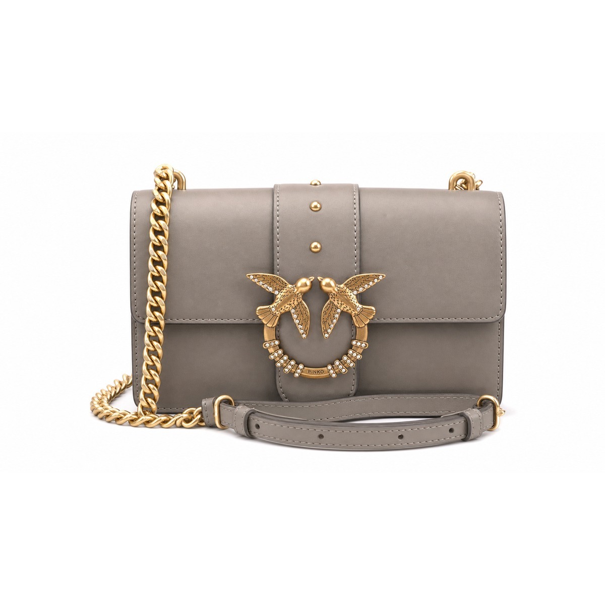 PINKO Love One Crossbody tas Leder 21 cm - Dames - grigio talpa