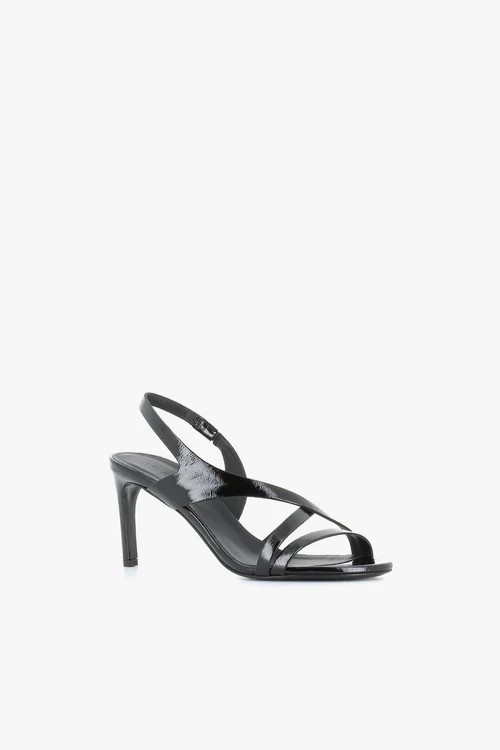 Del Carlo Sandali Donna In Pelle Verniciata Naplack Nera Con Tacco 8.5 Cm In Black