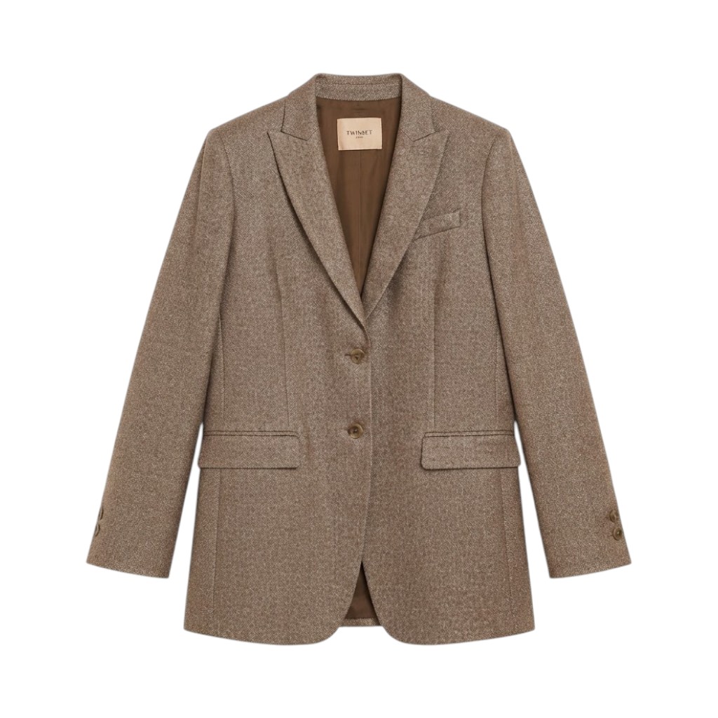 TWINTSET Giacca Blazer in Tessuto Marrone Elegante