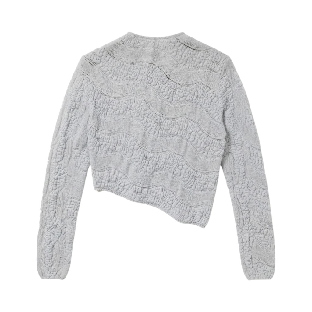 Charo Ruiz Ibiza Top Crop Asimmetrico in Pizzo Grigio
