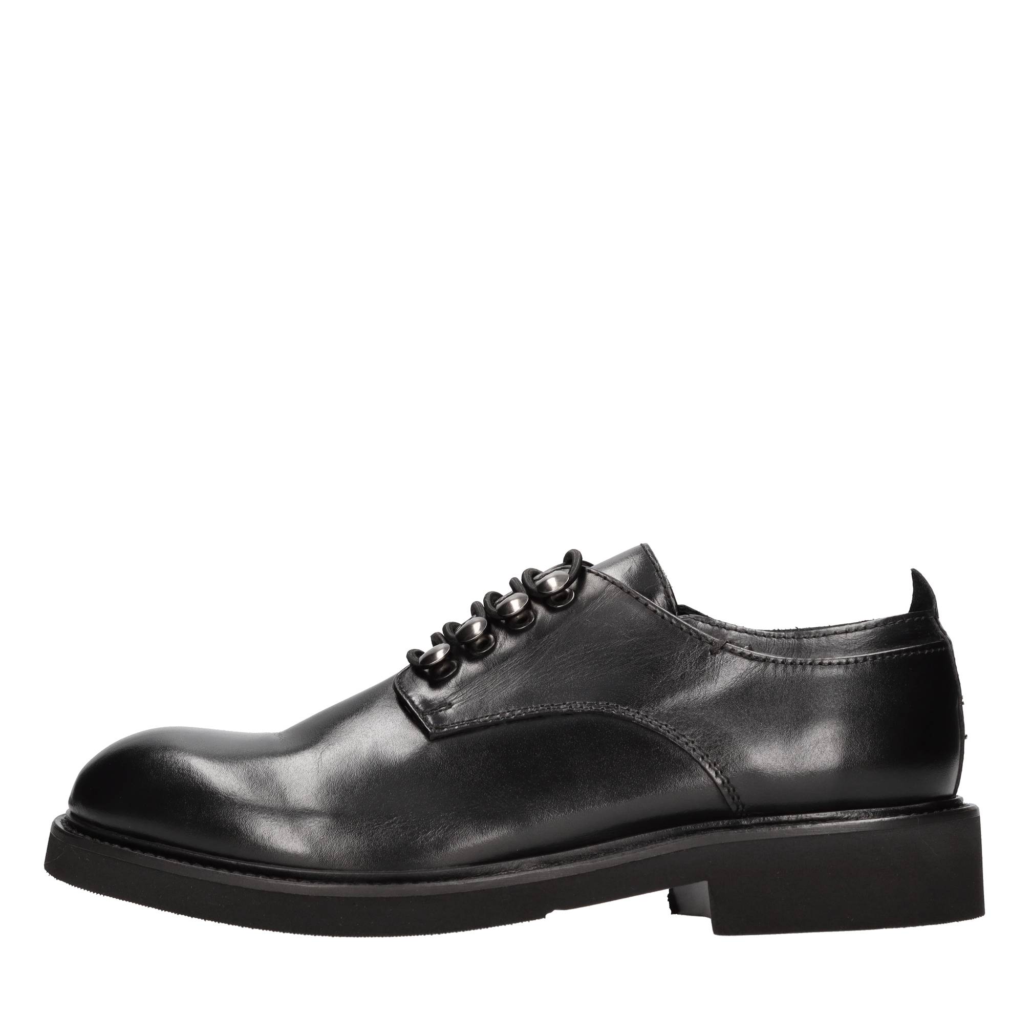 Jp/david Woman Lace-up Shoes Black Size 8 Leather In Nero Scuri