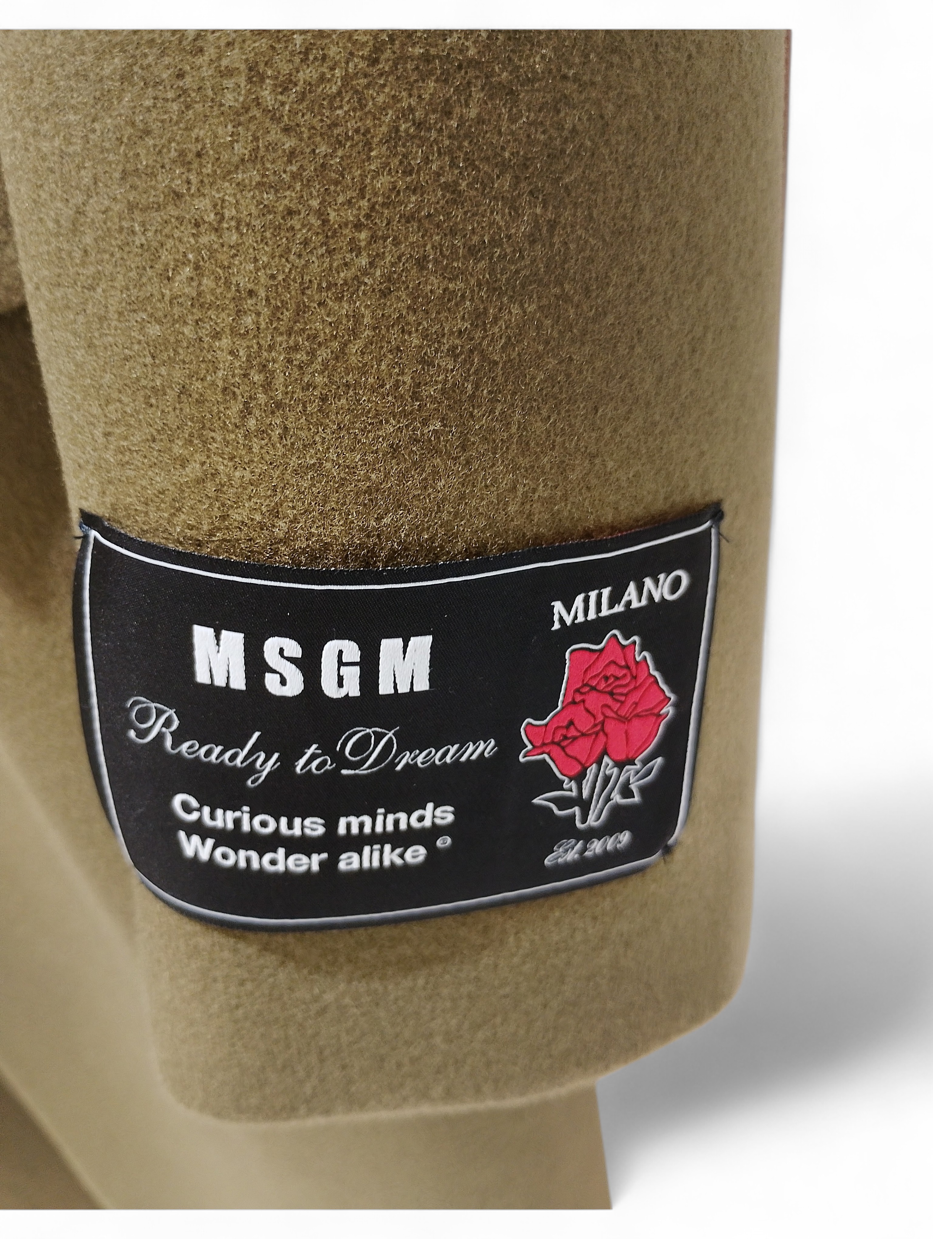 MSGM Cappotto Donna Doppiopetto in Lana Kaki