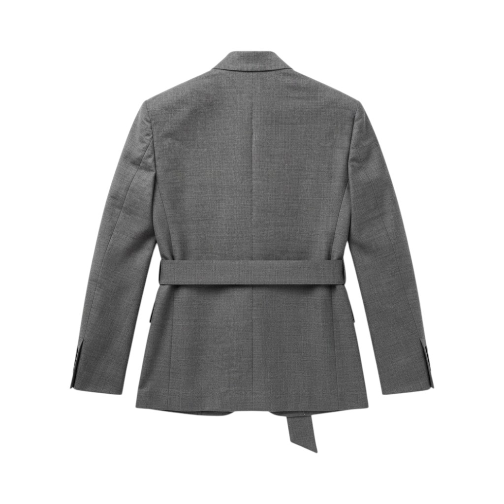 MSGM Giacca Donna in Lana Grigio Medio con Cintura