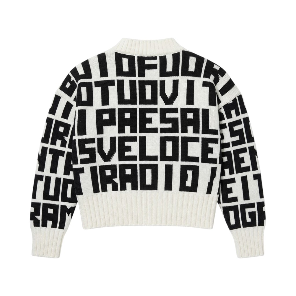 MSGM Maglieria Donna a Righe Rosse e Bianche con Logo