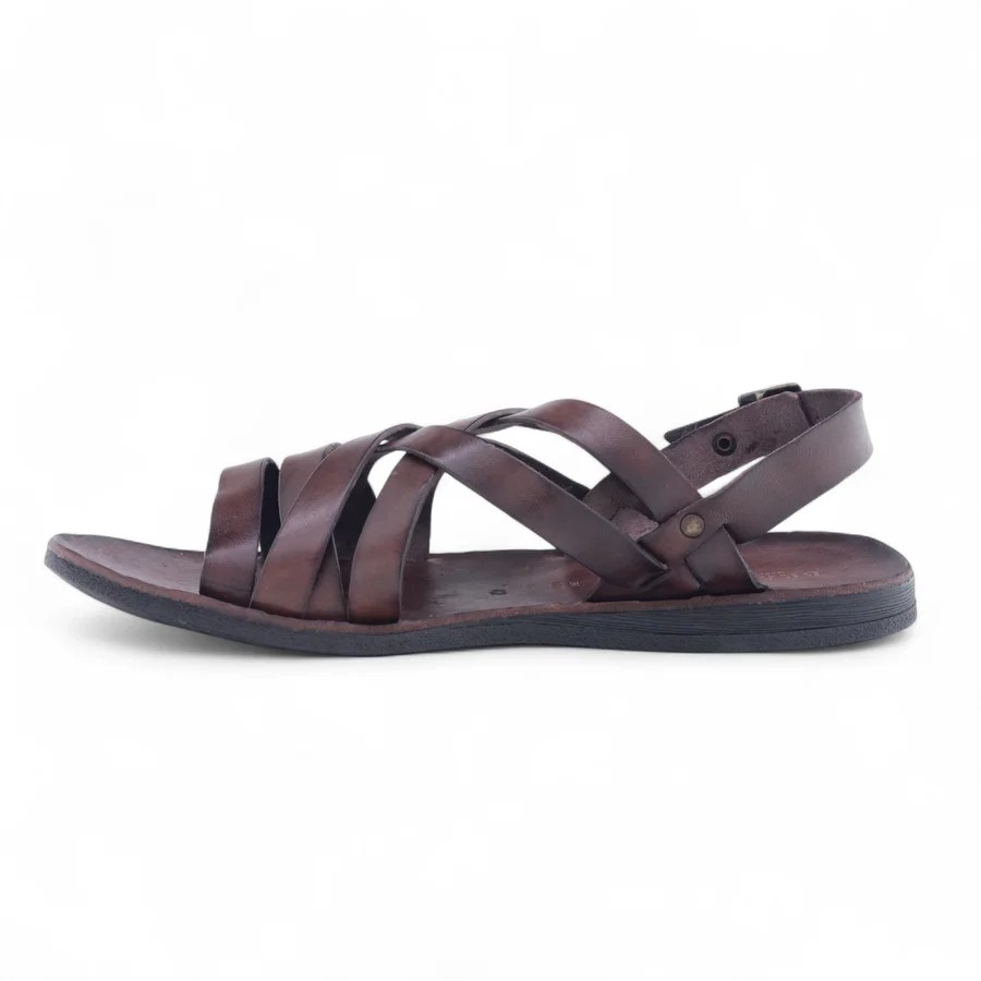 Brador Sandales en cuir pour hommes Rhum couleur avec coupe transversale