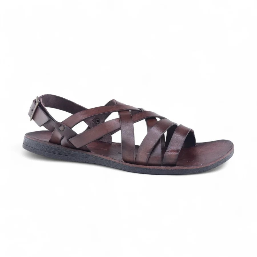 Brador Sandales en cuir pour hommes Rhum couleur avec coupe transversale