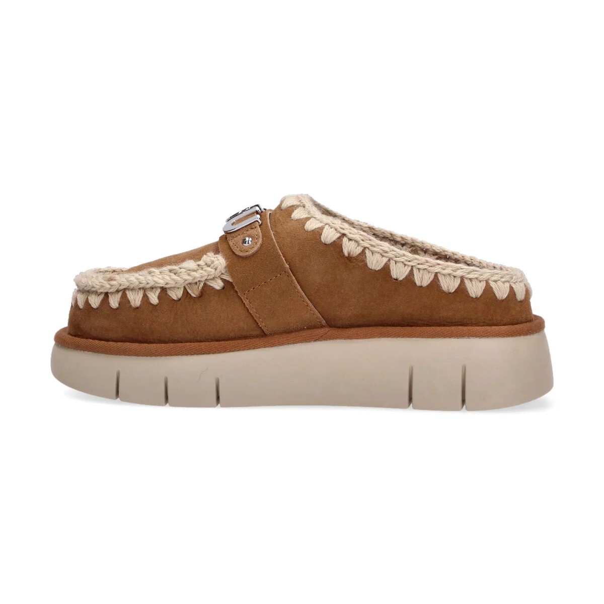 Mou Bounce Clog Sabot Donna Cognac in Pelle con Logo Metallico