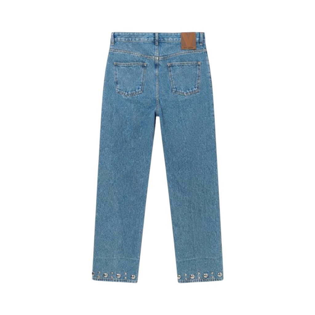 Valentino Pantaloni Donna in Denim Blu con Dettagli in Metallo