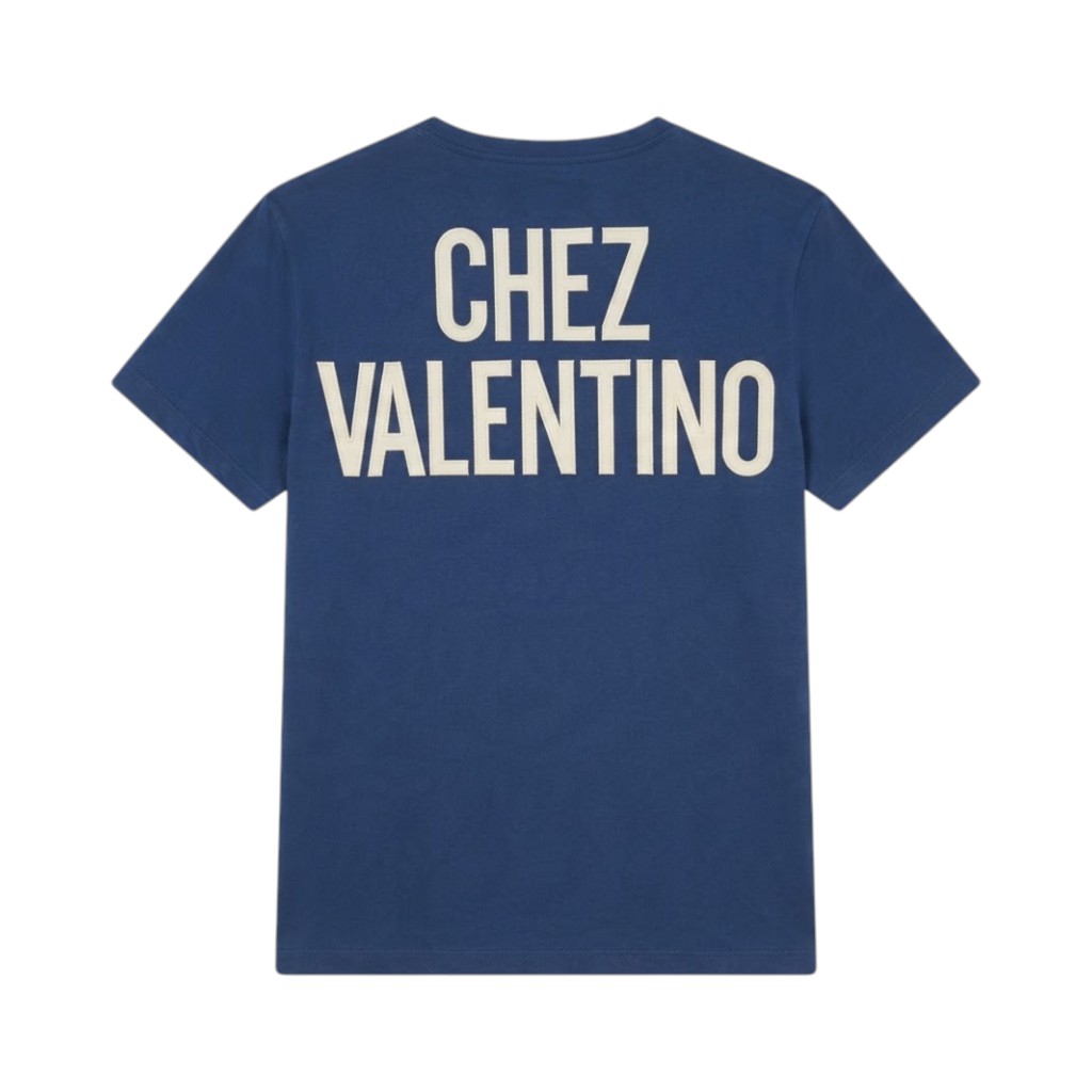 Valentino Maglieria T-Shirt Blu e Beige con Stampa