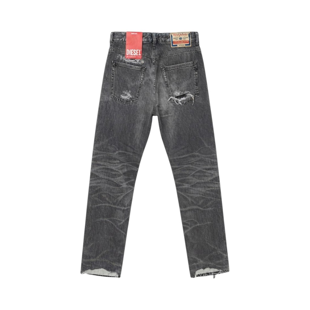 Diesel Jeans Uomo in Denim Grigio con Effetto Usato