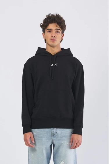 DIESEL Felpa Nero con Cappuccio e Dettagli Logo