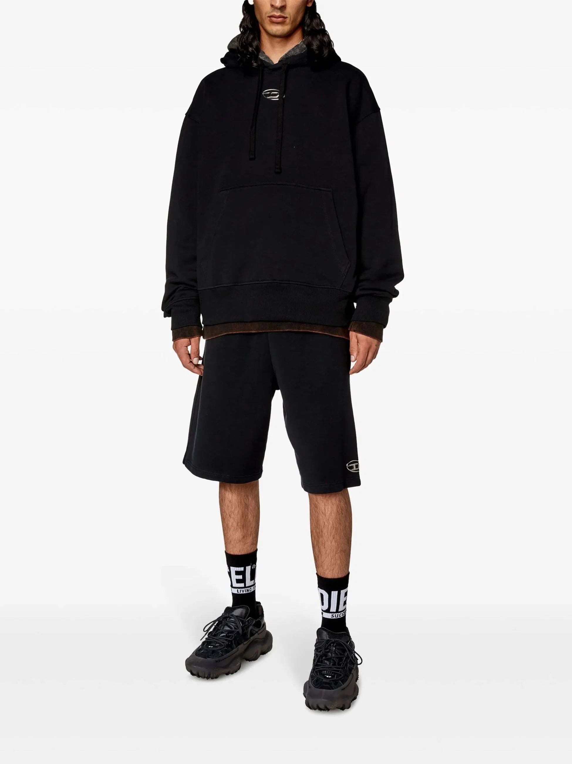 DIESEL Felpa Nero con Cappuccio e Dettagli Logo
