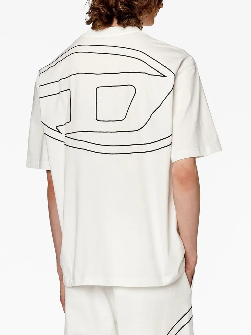 DIESEL Maglieria T-Shirt Bianca con Logo Ricamato