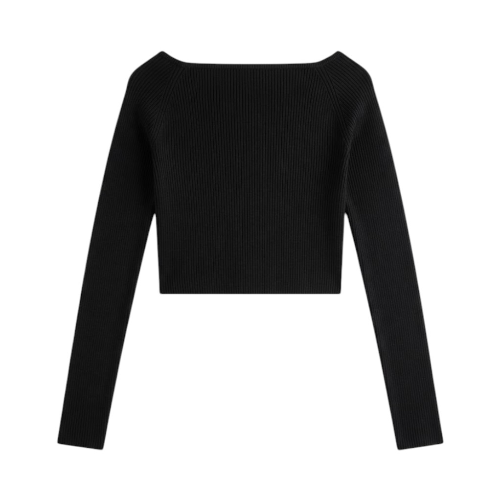 Diesel Top Donna a Maniche Lunghe Nero con Logo