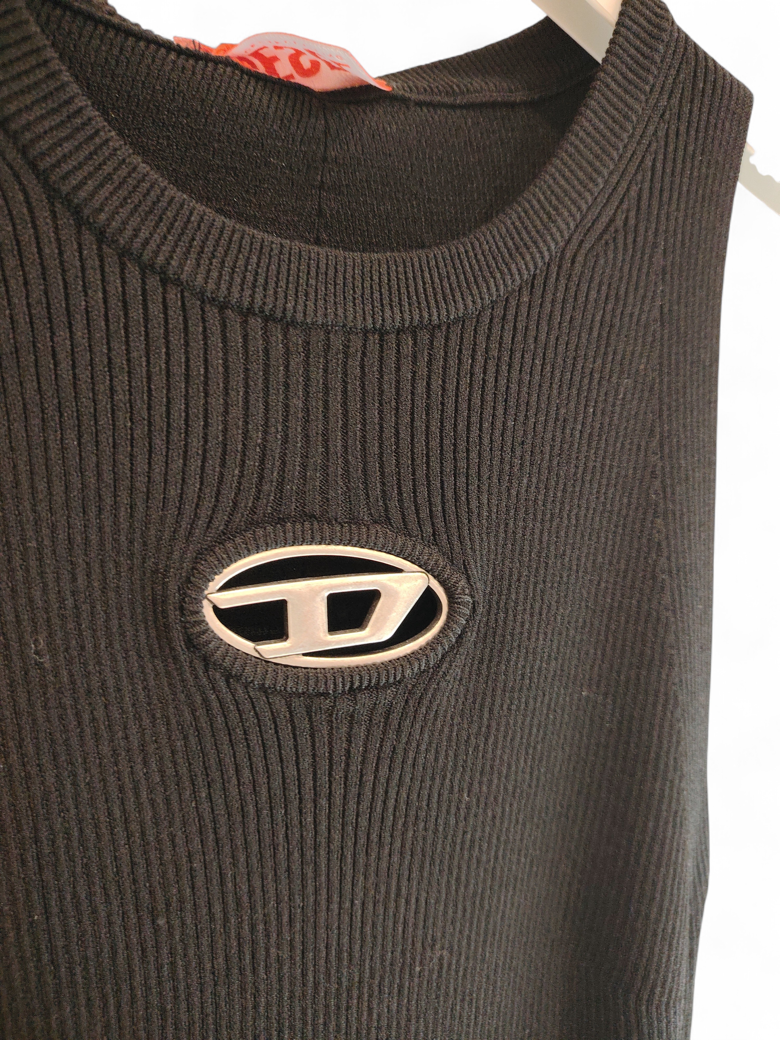 Diesel Vestito Donna Nero in Maglia con Logo