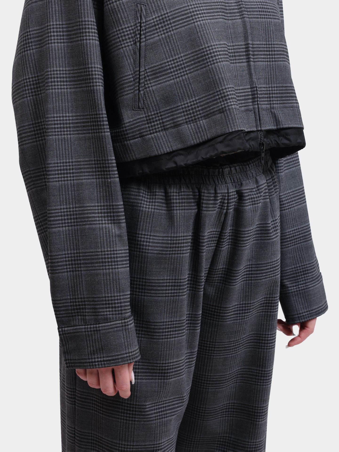 Diesel Giacca Donna in Tweed Principe di Galles Grigio e Nero
