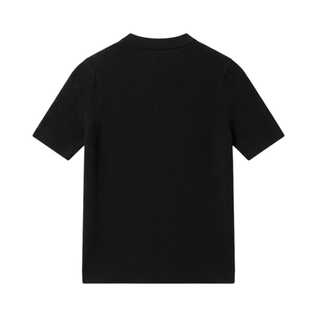 Diesel Maglia Donna in Maglia Nera con Logo Applicato