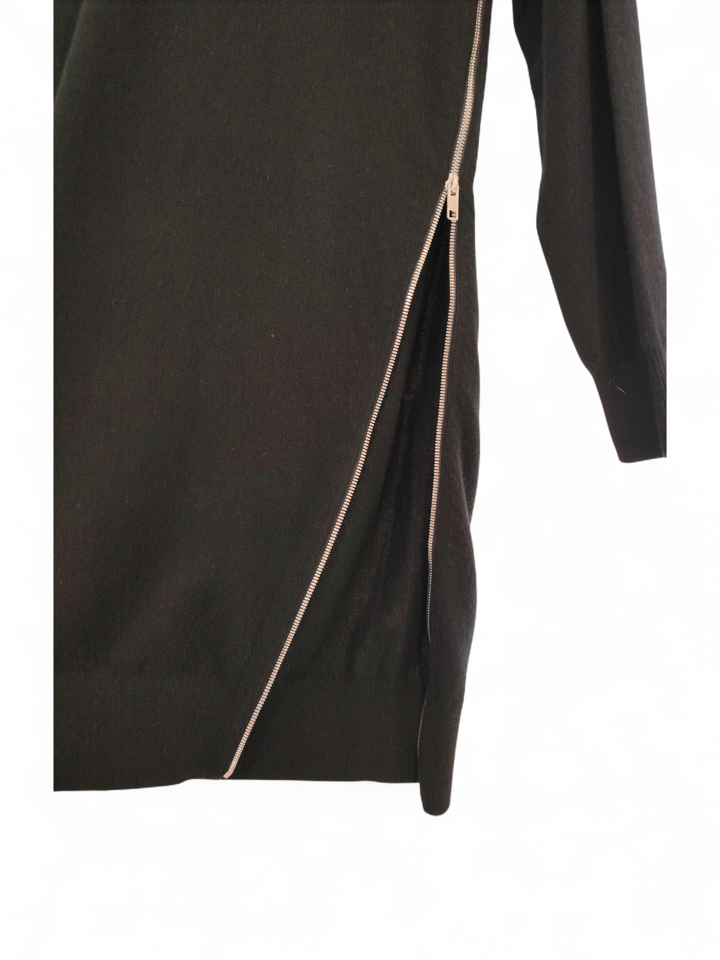 Alexander Wang Vestito Donna in Lana con Zip Asimmetrica Nero