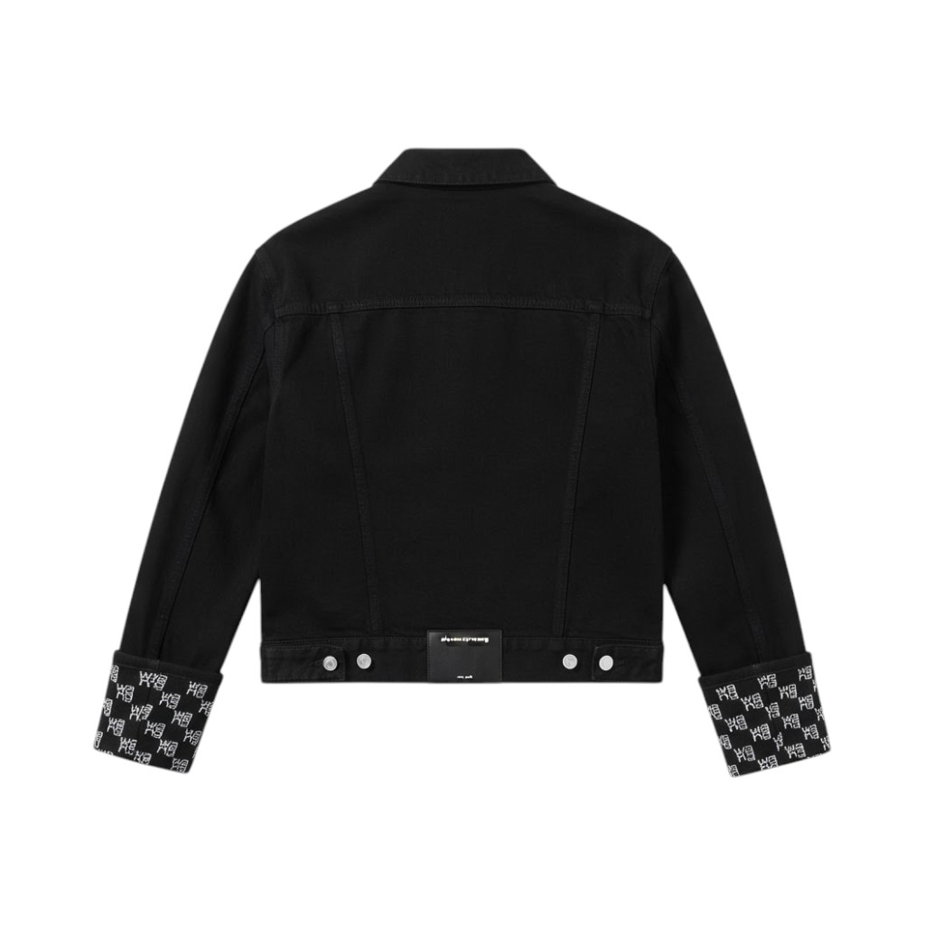 Alexander Wang Giacca Jeans Donna Nero con Polsini Cristallo