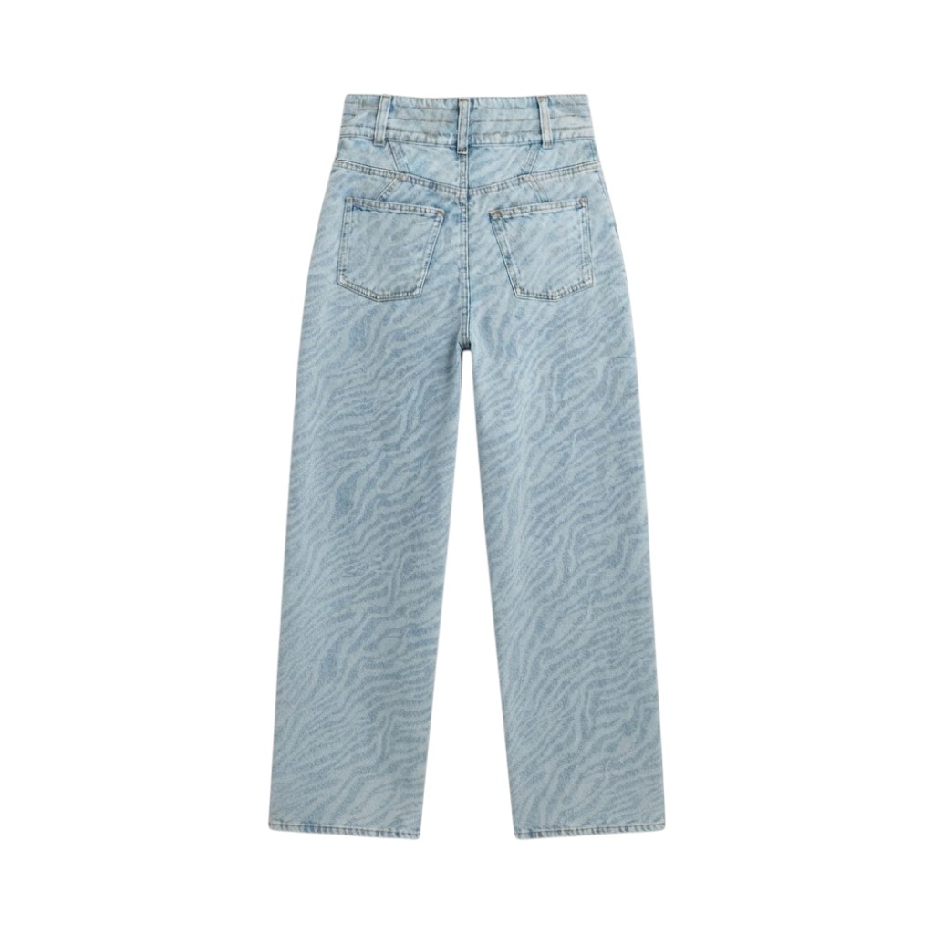IRO Pantaloni Jeans Donna in Blu Chiaro con Motivo Zebrato