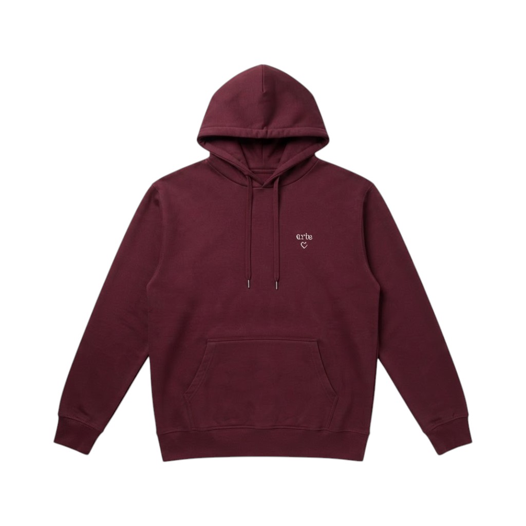 Arte Felpa Bordeaux con Cappuccio e Logo Ricamato