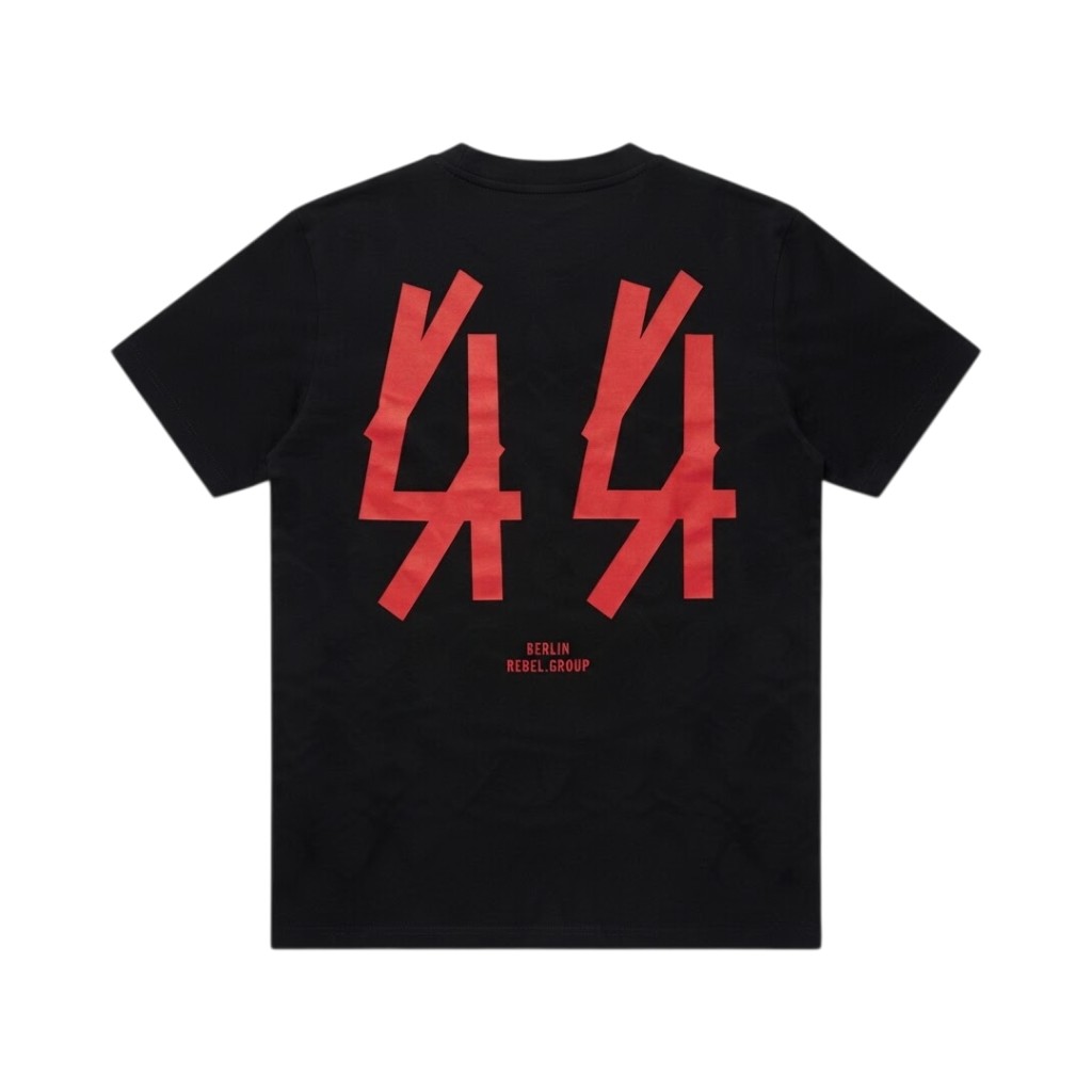 44 LABEL GROUP T-shirt Maglieria Nera con Dettagli Rossa