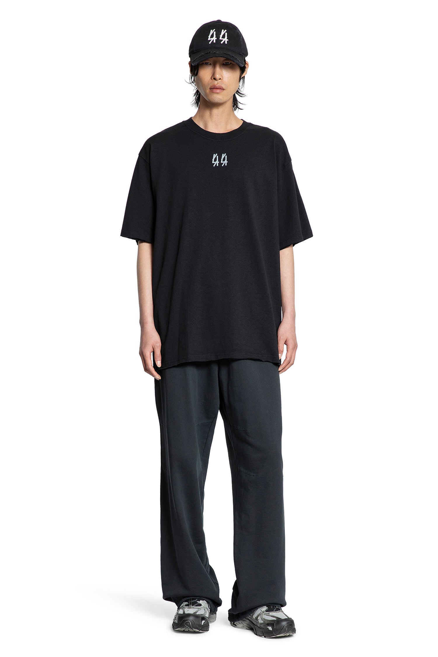 44 LABEL GROUP T-shirt Maglieria Nera con Dettagli Rossa