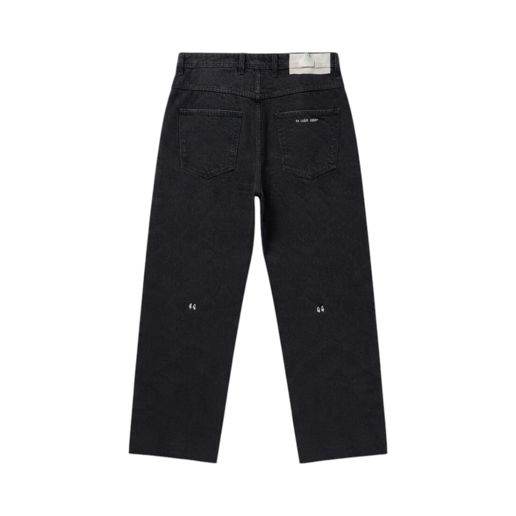 44 LABEL GROUP Pantaloni Jeans Nero con Dettagli Distintivi