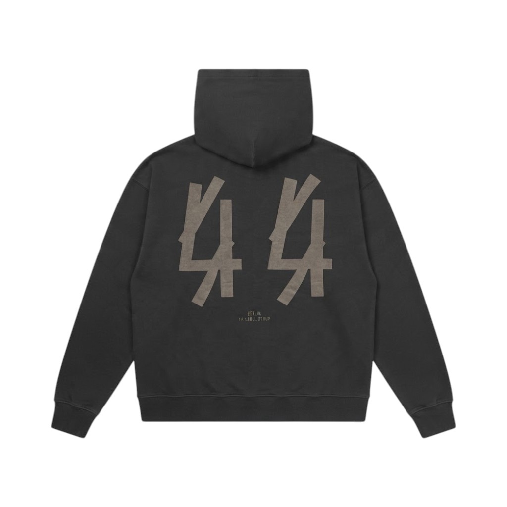 44 LABEL GROUP Felpa Oversized Nera con Logo Stampa