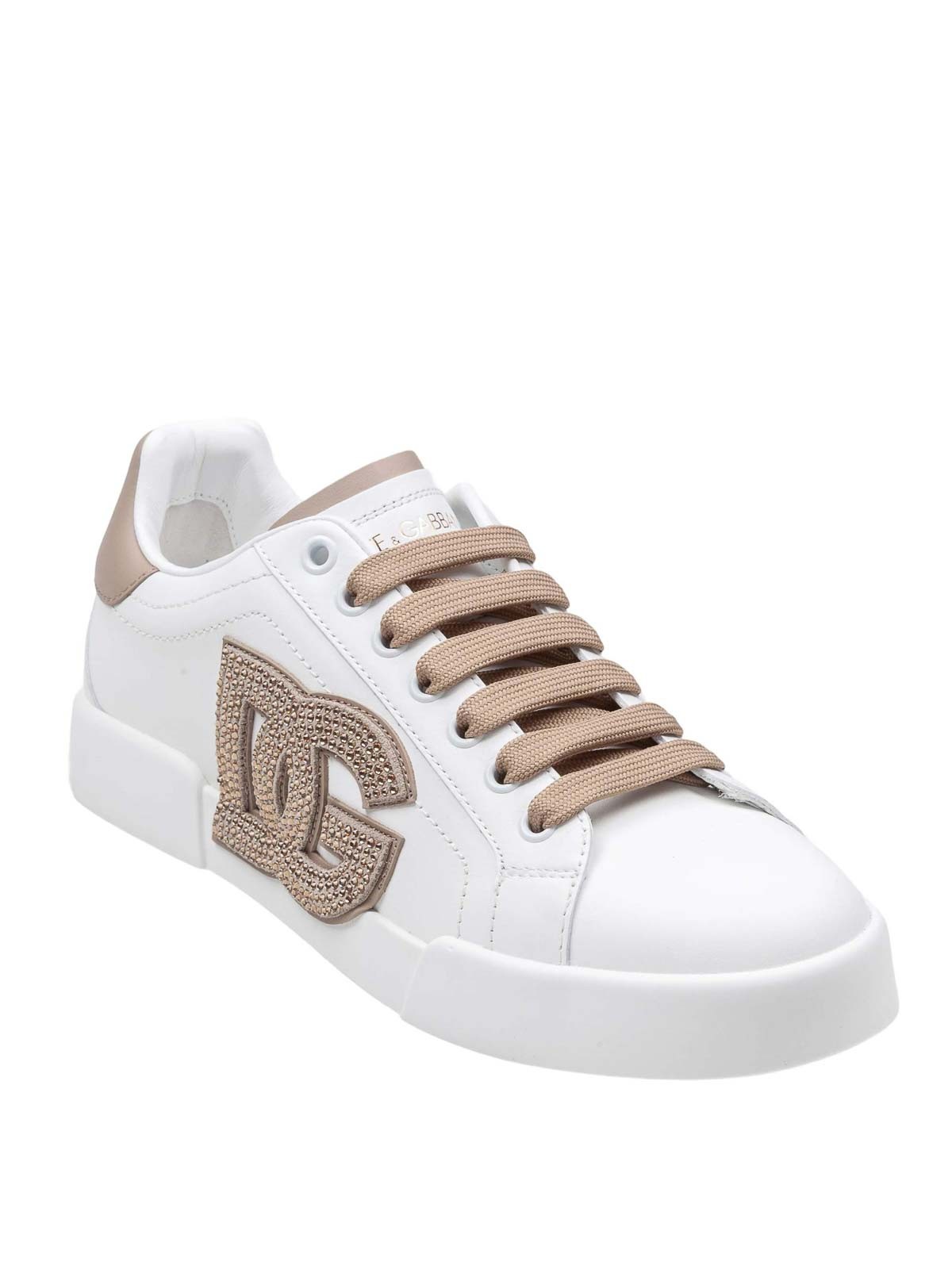 DOLCE & GABBANA Sneakers in Pelle Bianco con Dettaglio Logo