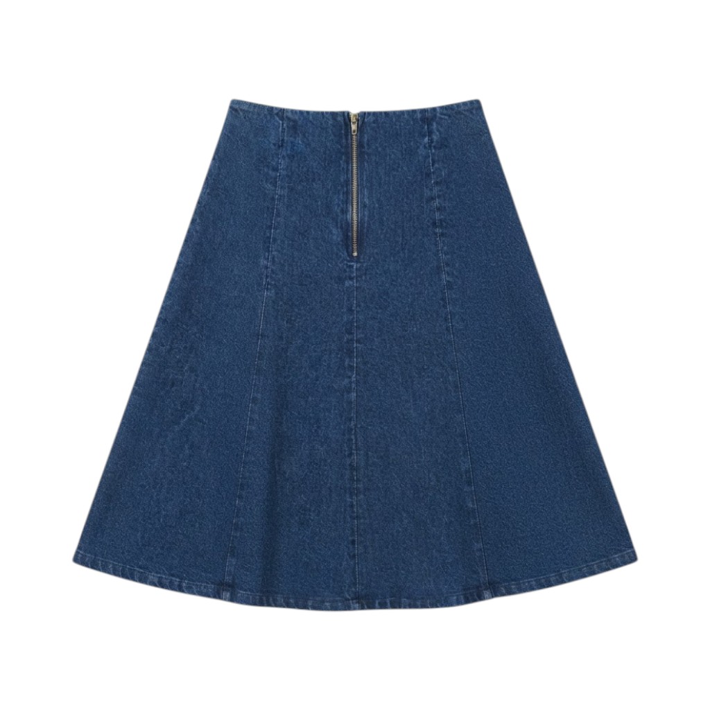A.P.C. Gonna in Denim Blu con Zip e Design Floreale