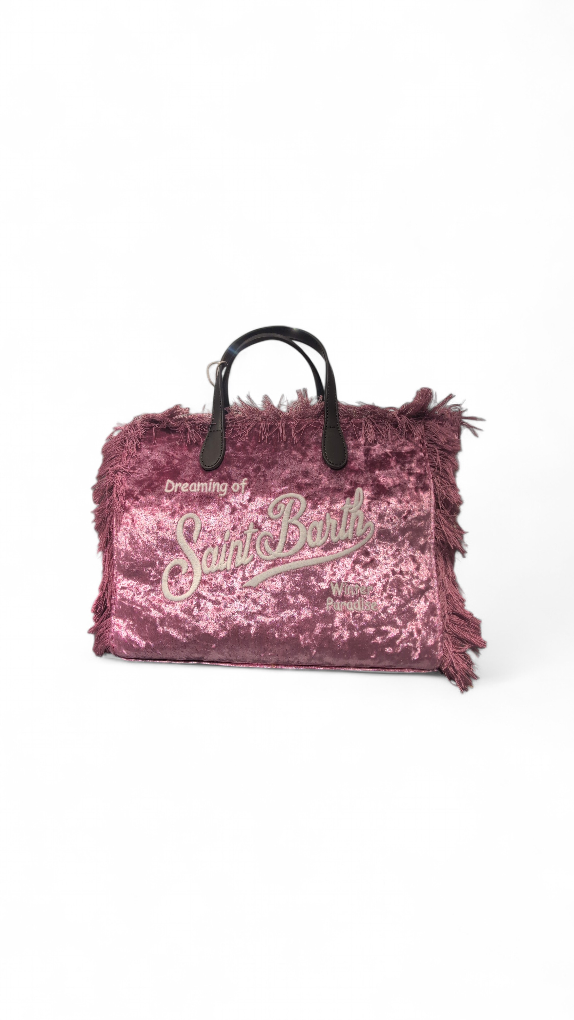 MC2 Saint Barth Borsa Donna con Frange in Velluto Fucsia