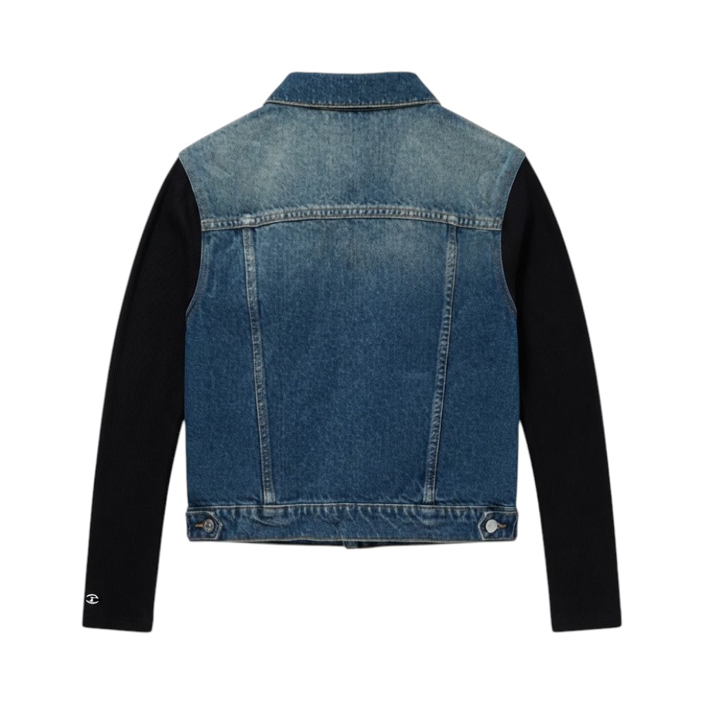 Coperni Giacca in Denim con Maniche in Maglia Nera