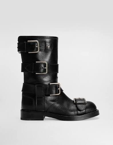 Dolce & Gabbana Stivaletti Biker Donna Neri in Pelle con Fibbie