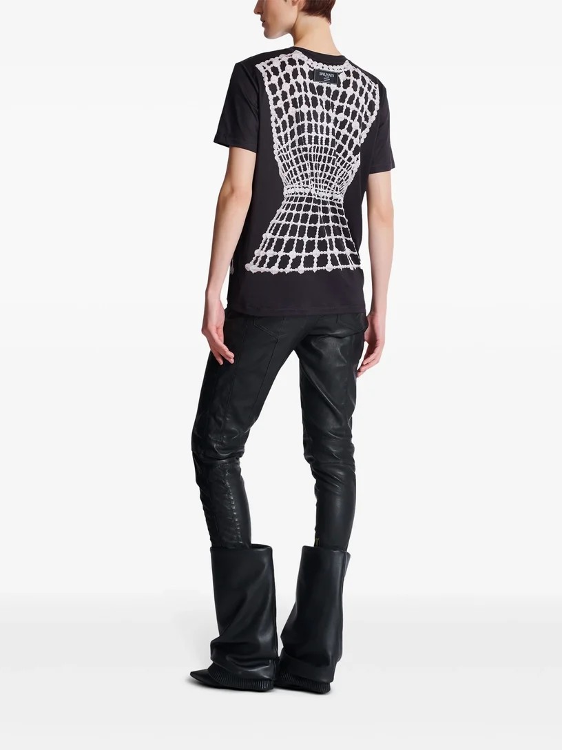 Balmain T-shirt In Nero E Bianco