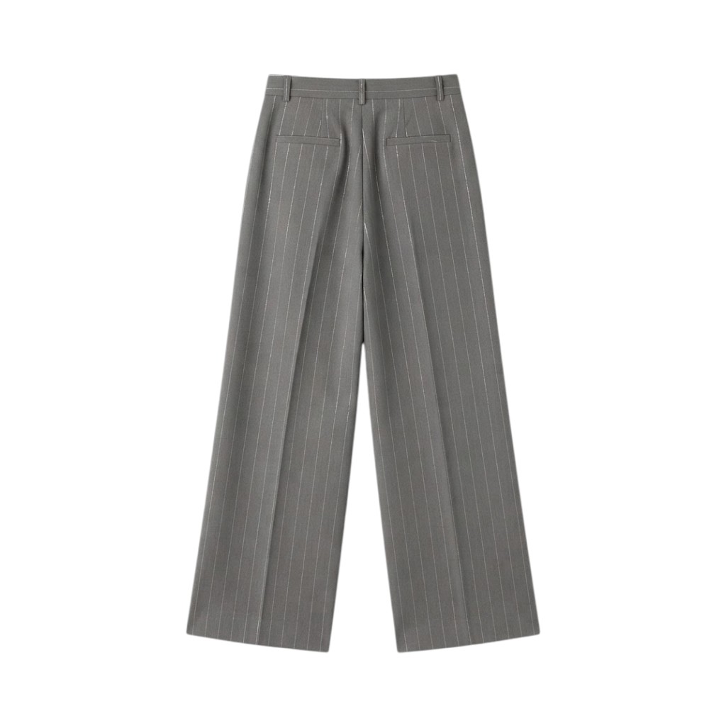 Weili Zheng Pantaloni Donna a Righe Grigio Elegante