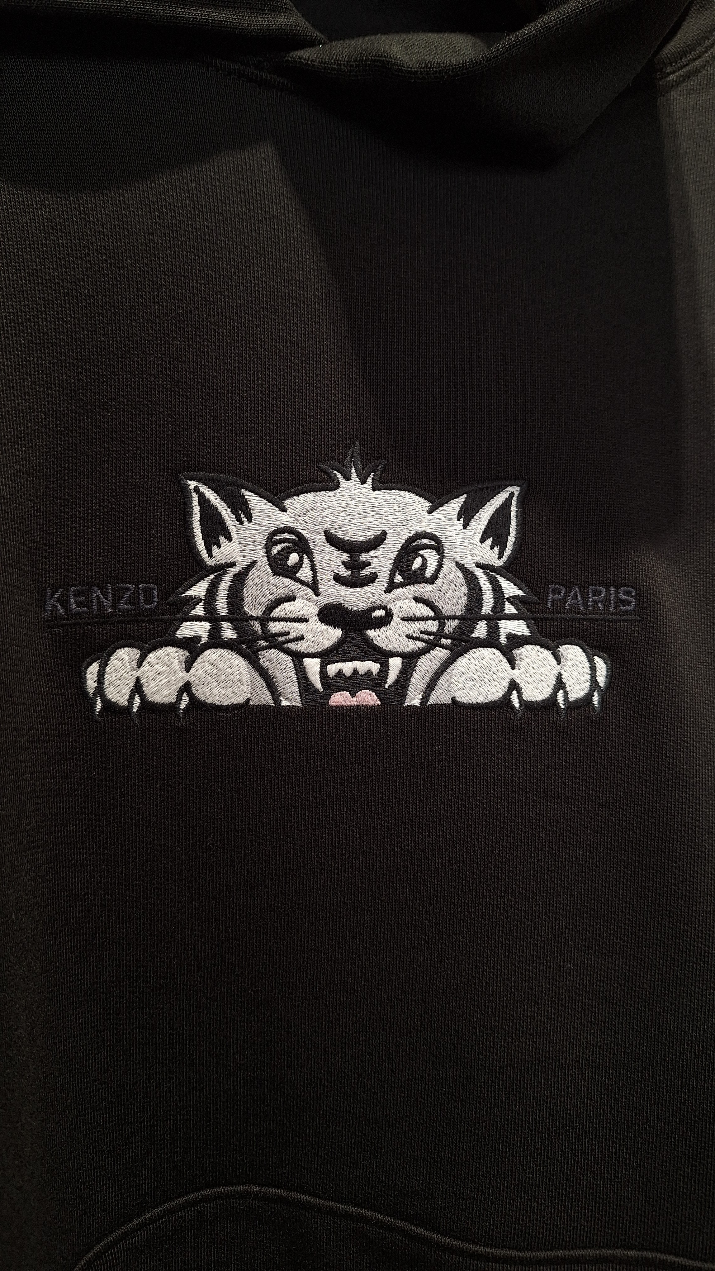 KENZO Felpa Donna con Cappuccio Nero e Stampa Tigre